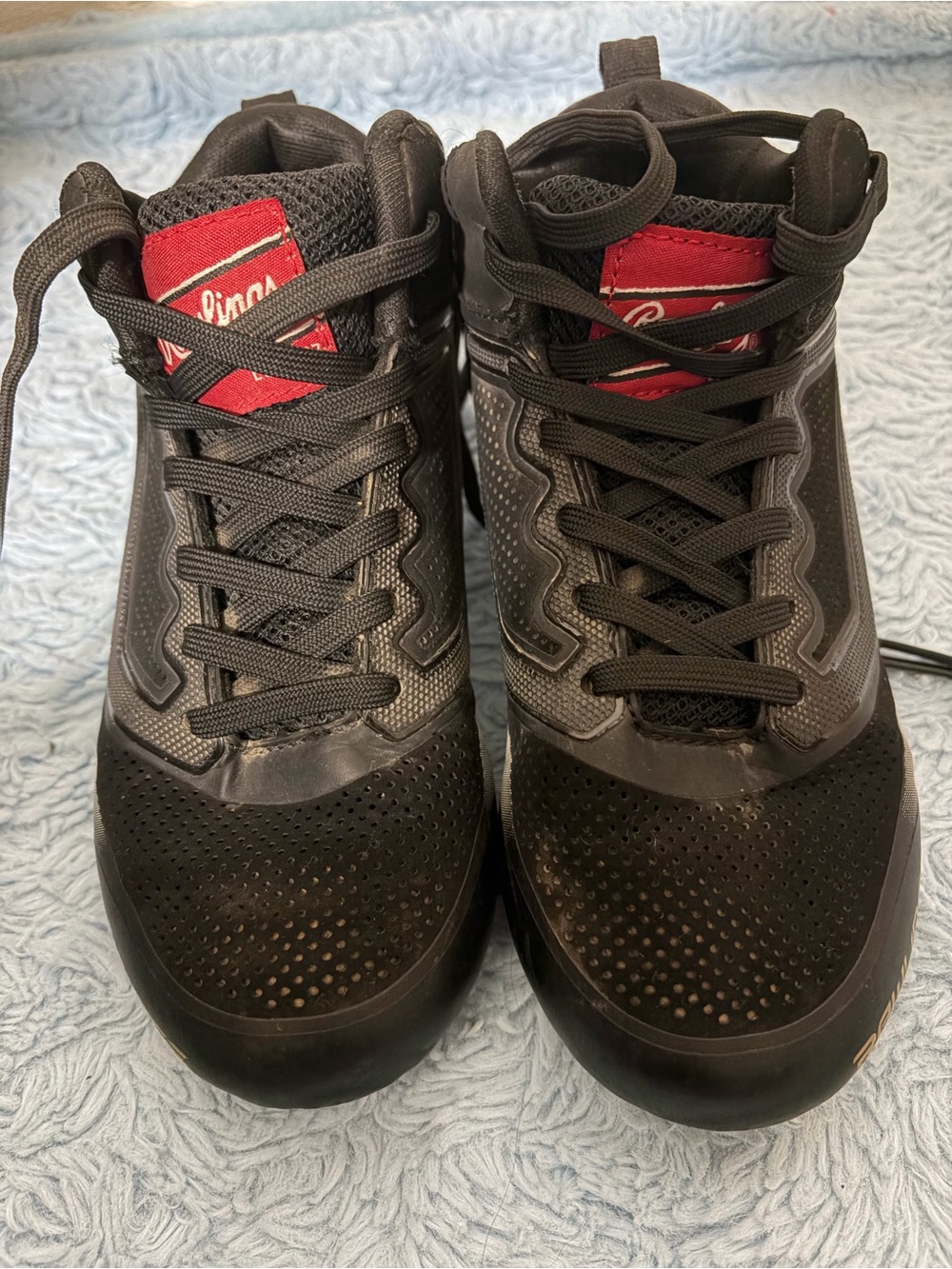 Rawlings Black Kids Sneakers with Red Tongue Detail